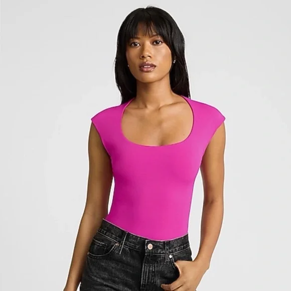 NWT Express Compression Square Neck Fuchsia Bodysuit XL - Picture 3 of 6